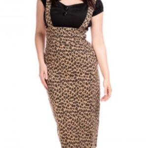 Collectif Leopard Dungaree Skirt